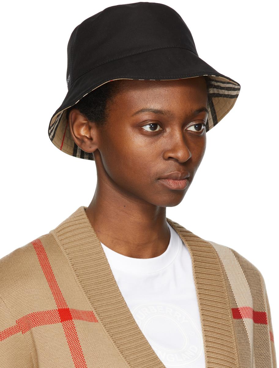Burberry Cotton Reversible Beige Icon Stripe Bucket Hat in Natural | Lyst