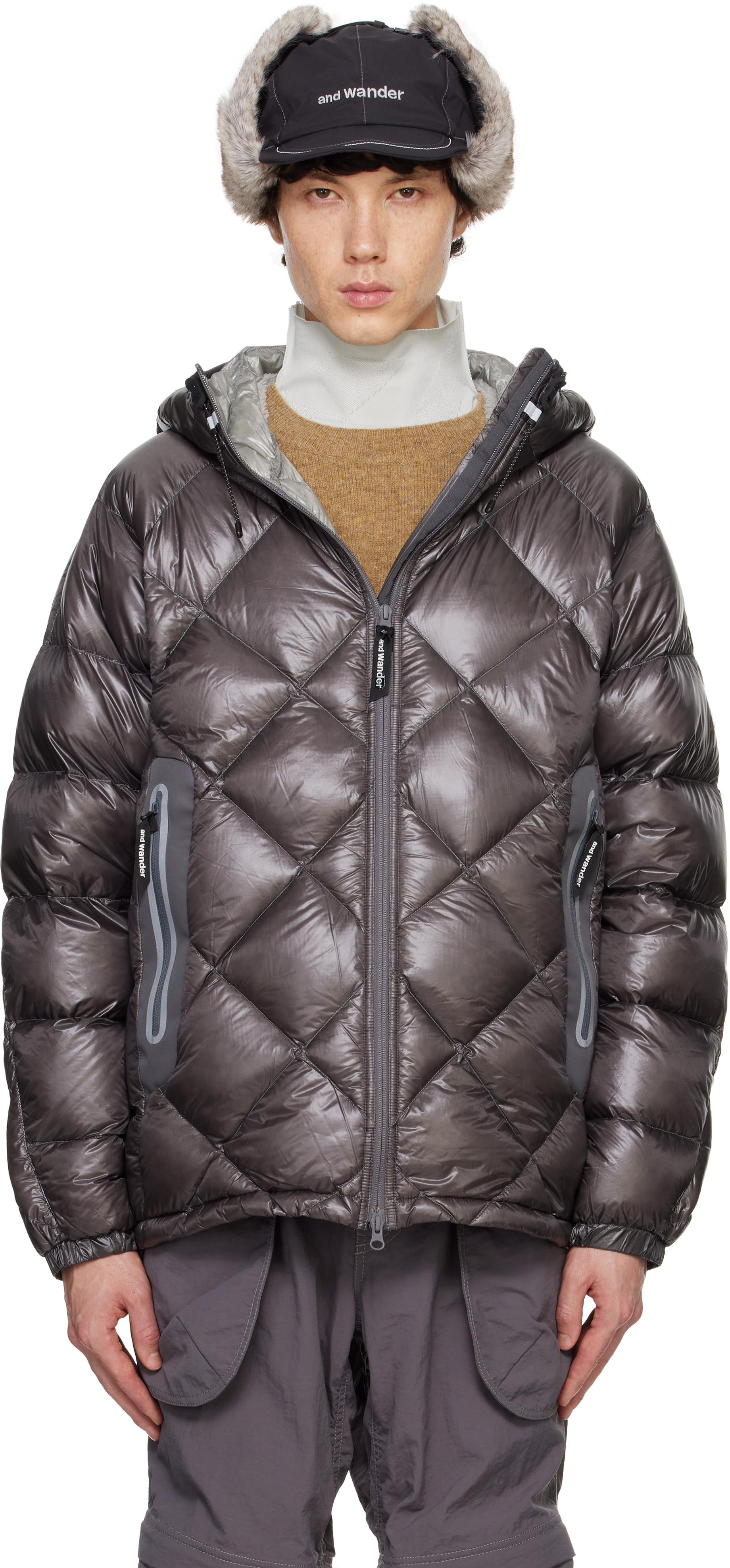 and wander Diamond Stitch Down Jacket in Black for Men | Lyst UK