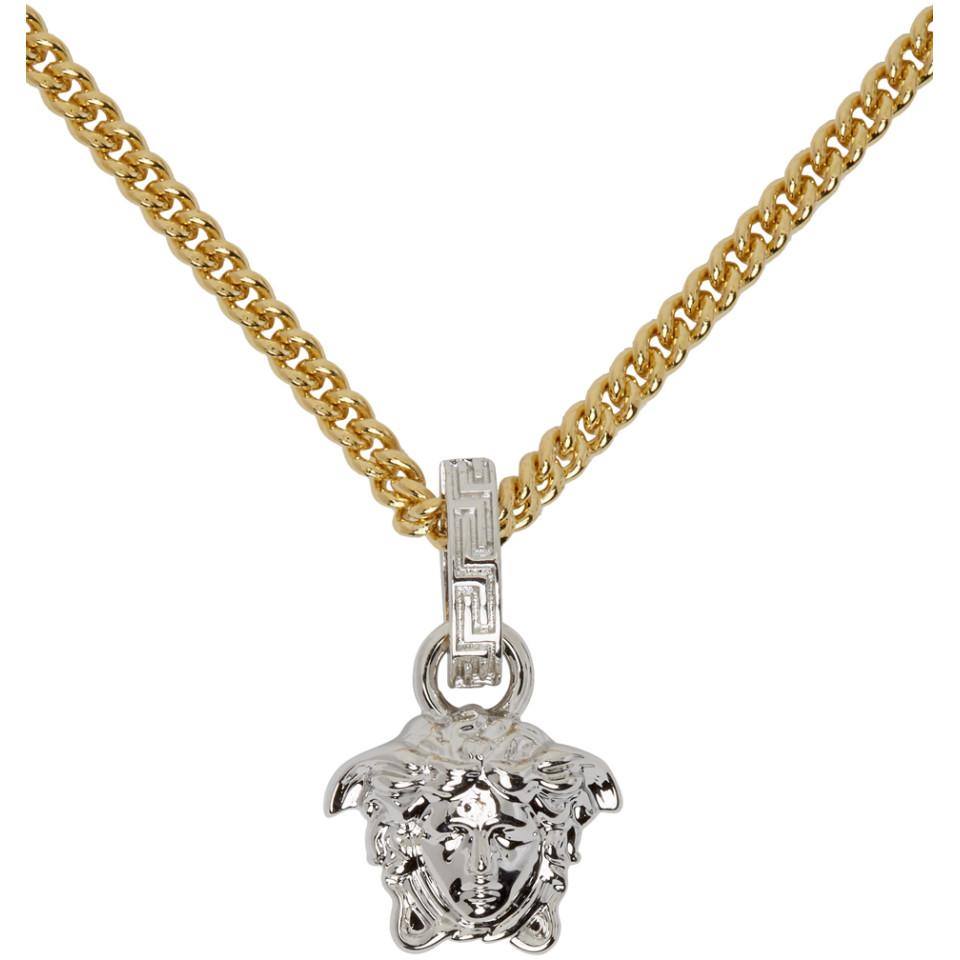 Versace Gold And Silver Medusa Chain Necklace in Metallic for Men - Lyst
