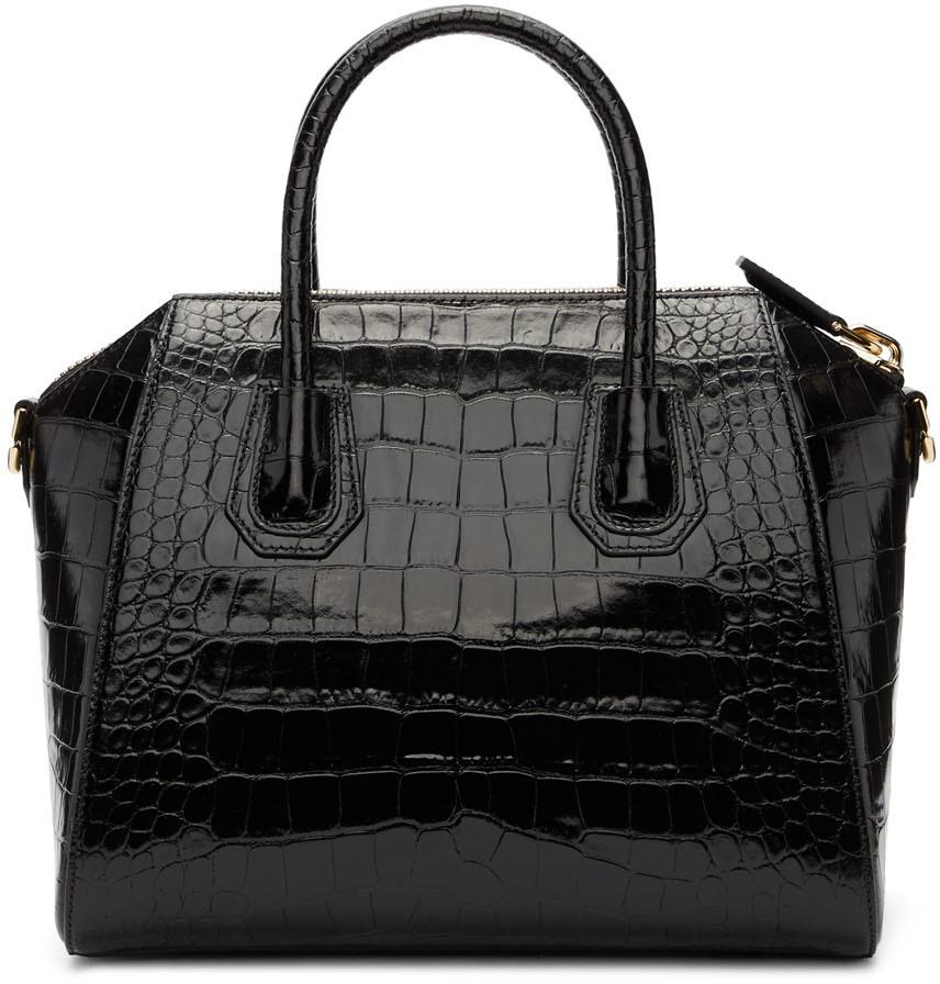 Givenchy Croc Embossed Small Antigona Leather Shoulder Bag in 