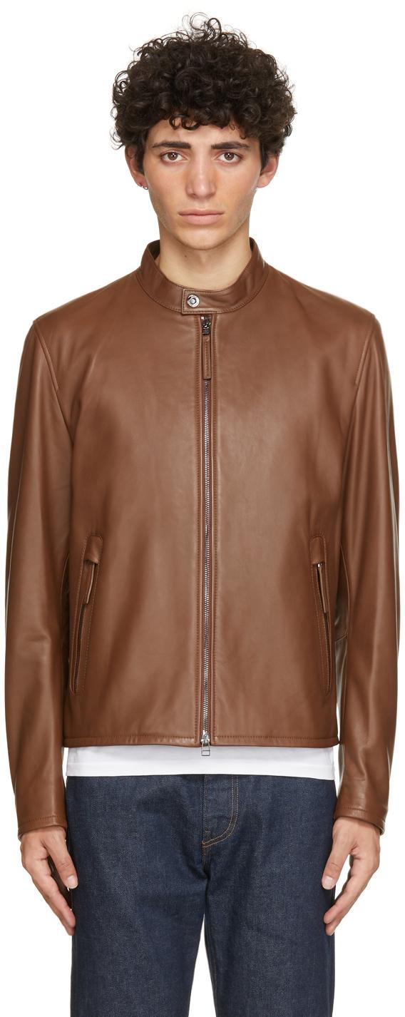 BOSS by HUGO BOSS Leather Gemos Jacket in Brown for Men | Lyst