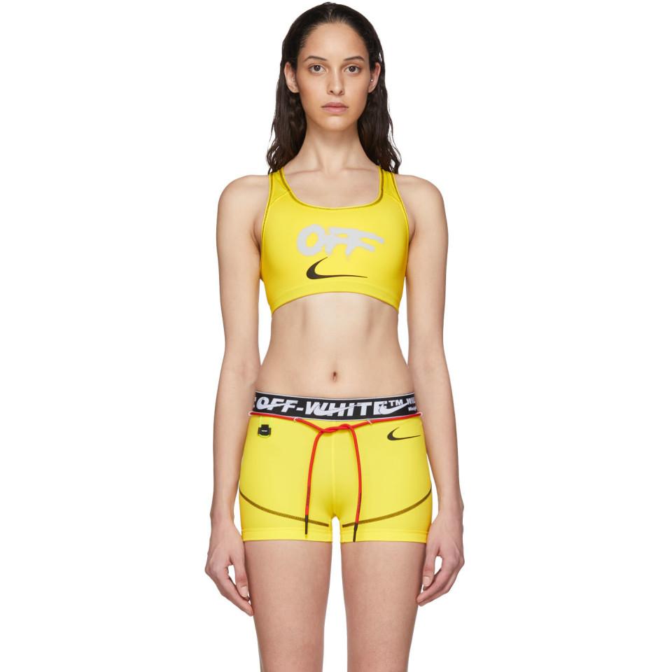 Nike Synthetic X Off-white Nrg Ru Pro Classic Sports Bra in Yellow | Lyst