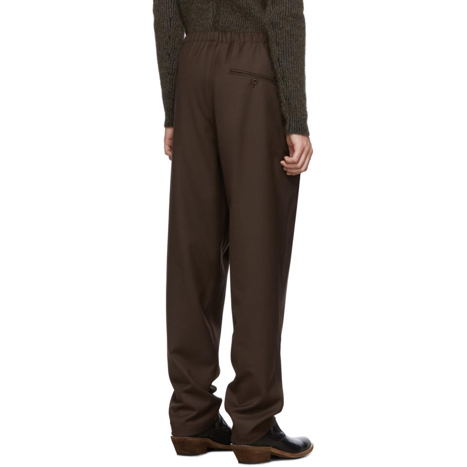 Lemaire Wool Brown String Trousers for Men - Lyst
