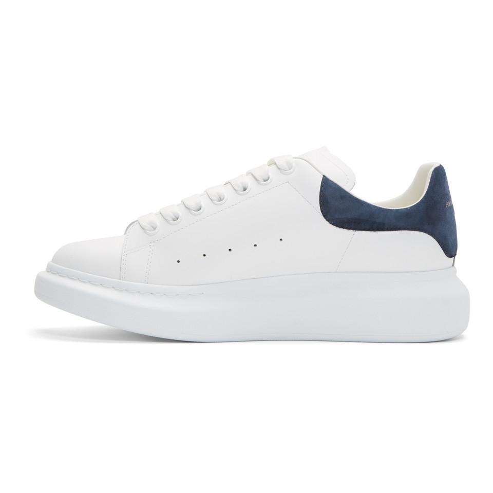 Alexander McQueen Leather White And Navy Oversized Sneakers in Blue for ...