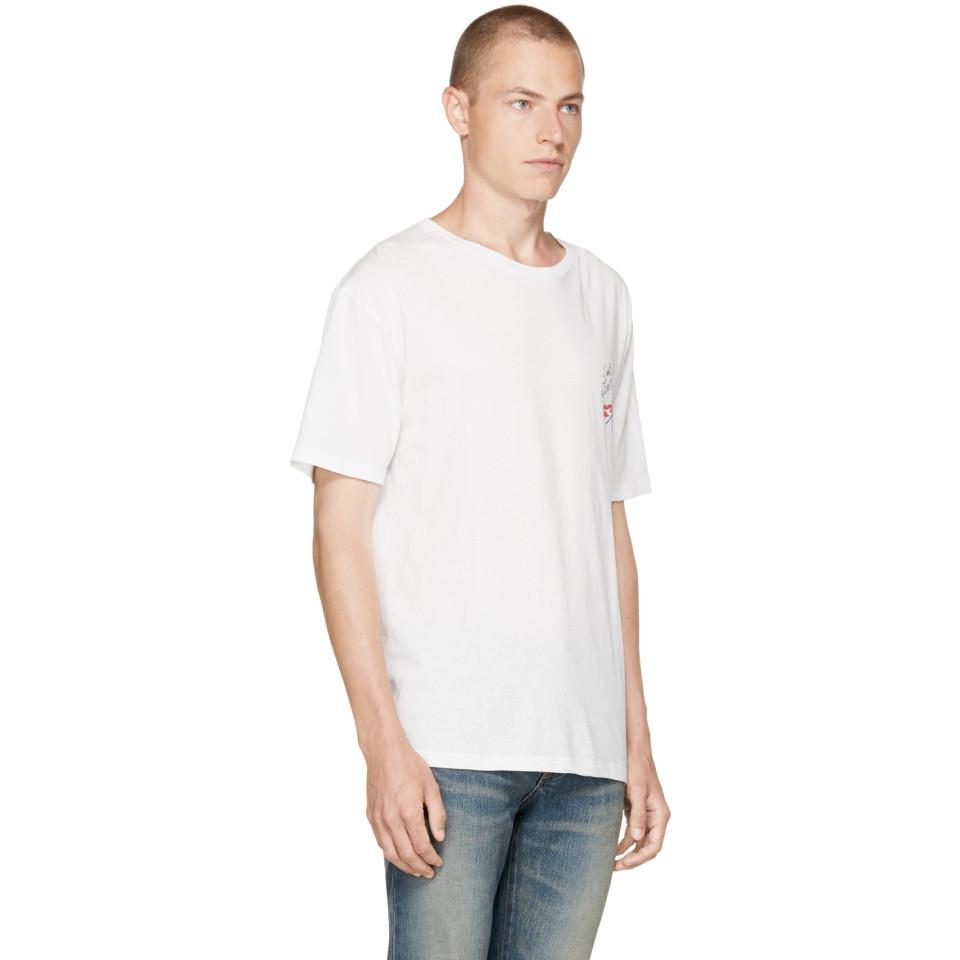 Saint Laurent Cotton White 'bouche' Logo T-shirt for Men - Lyst