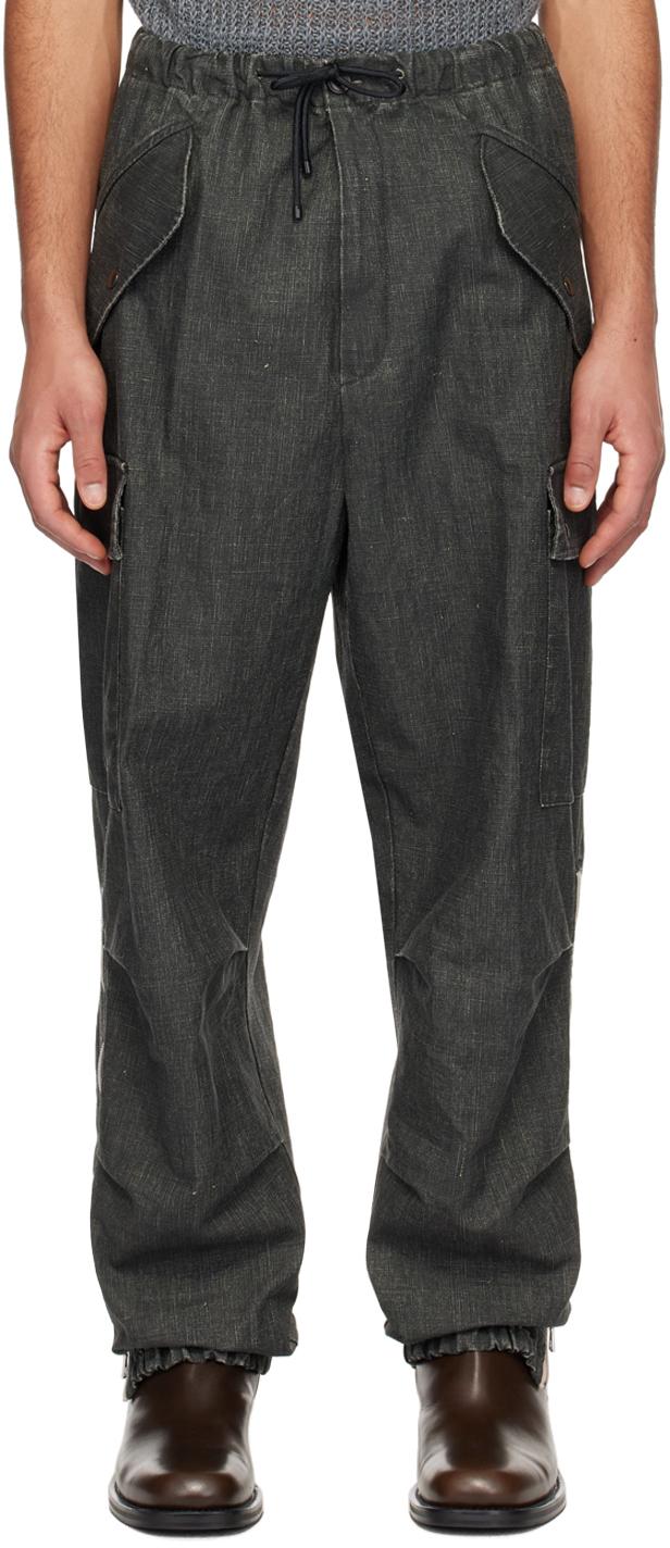 Dries Van Noten メンズ ブラック ーン ドローストリング カーゴ Dries Van Noten メンズ ブラック ーン ドローストリング カーゴ