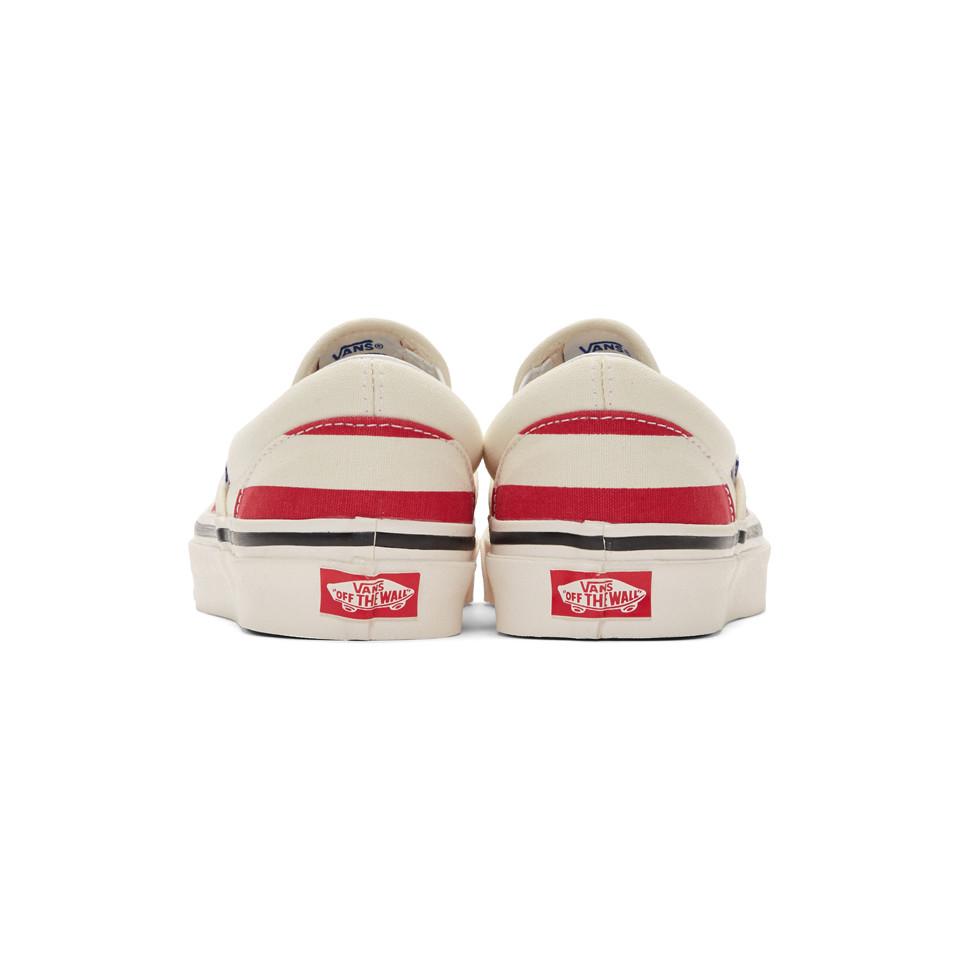 Rund Bemyndigelse overbelastning Vans Canvas Red And White Striped Classic 98 Dx Slip-on Sneakers - Lyst