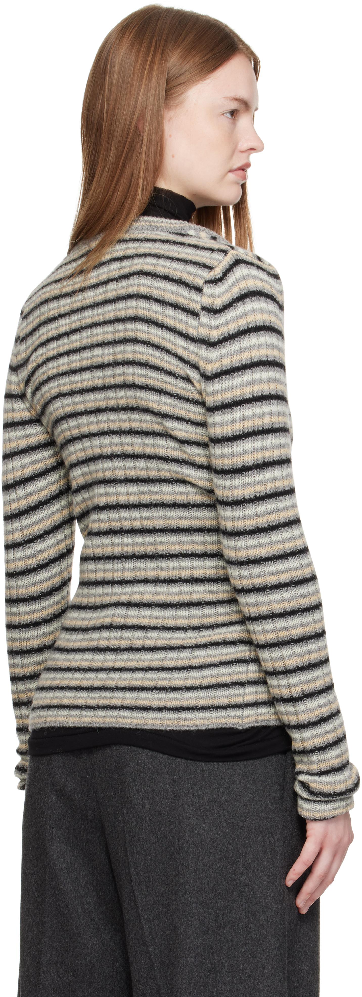 Knit Crew Neck Auralee Flat Yarn Rib Knit Cardigan AURALEE