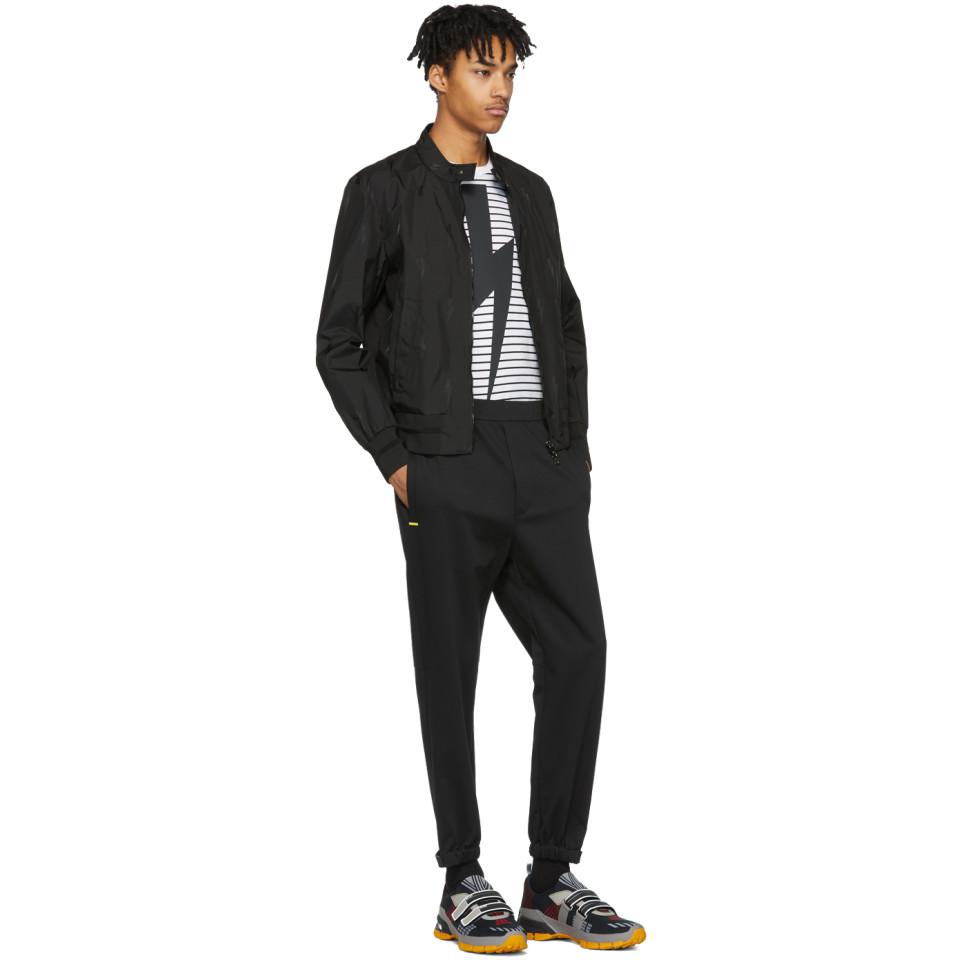 Download Neil Barrett Cotton White And Black Striped Lightning Bolt ...