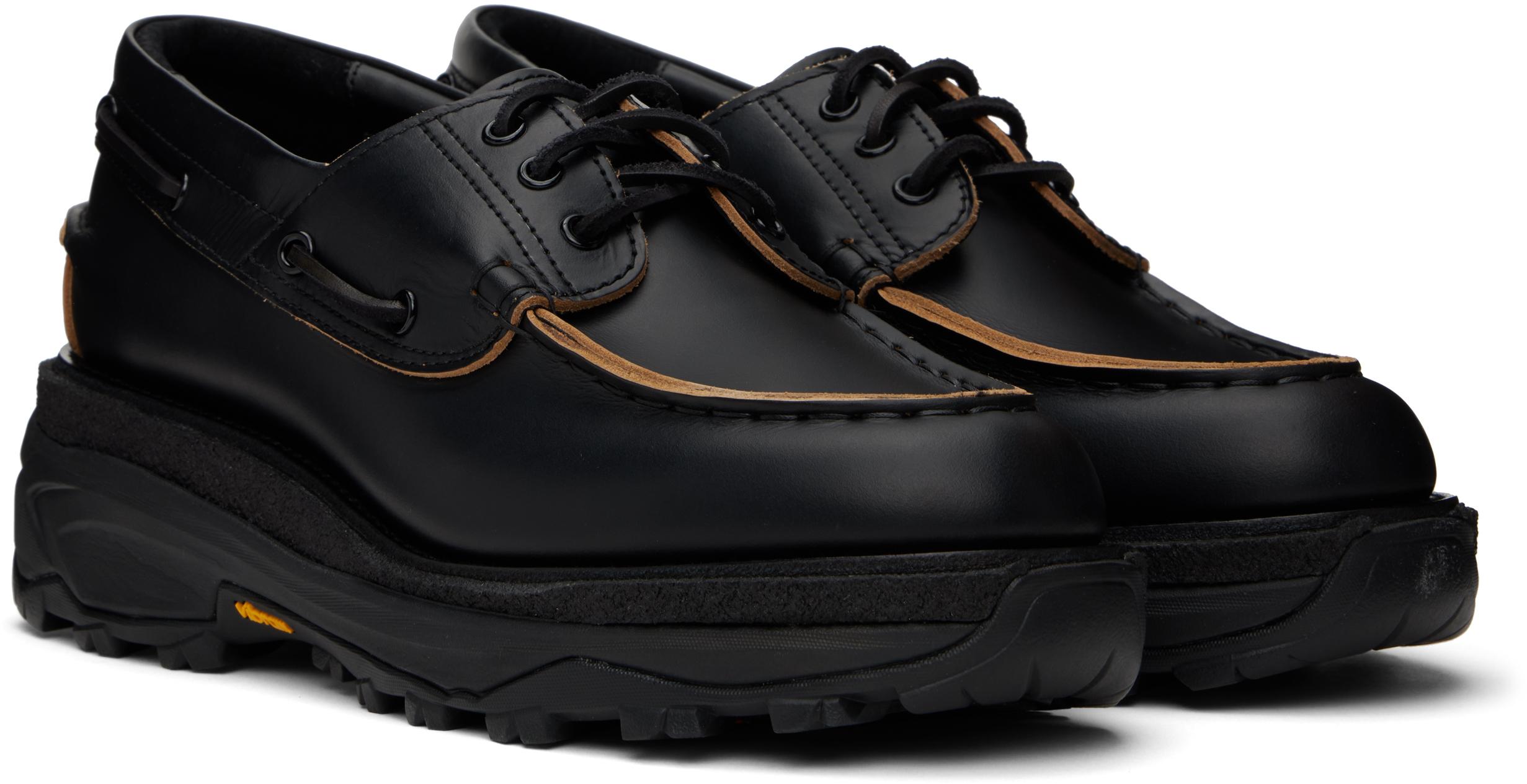 Sacai Leather Boat Shoes in Black for Men | Lyst