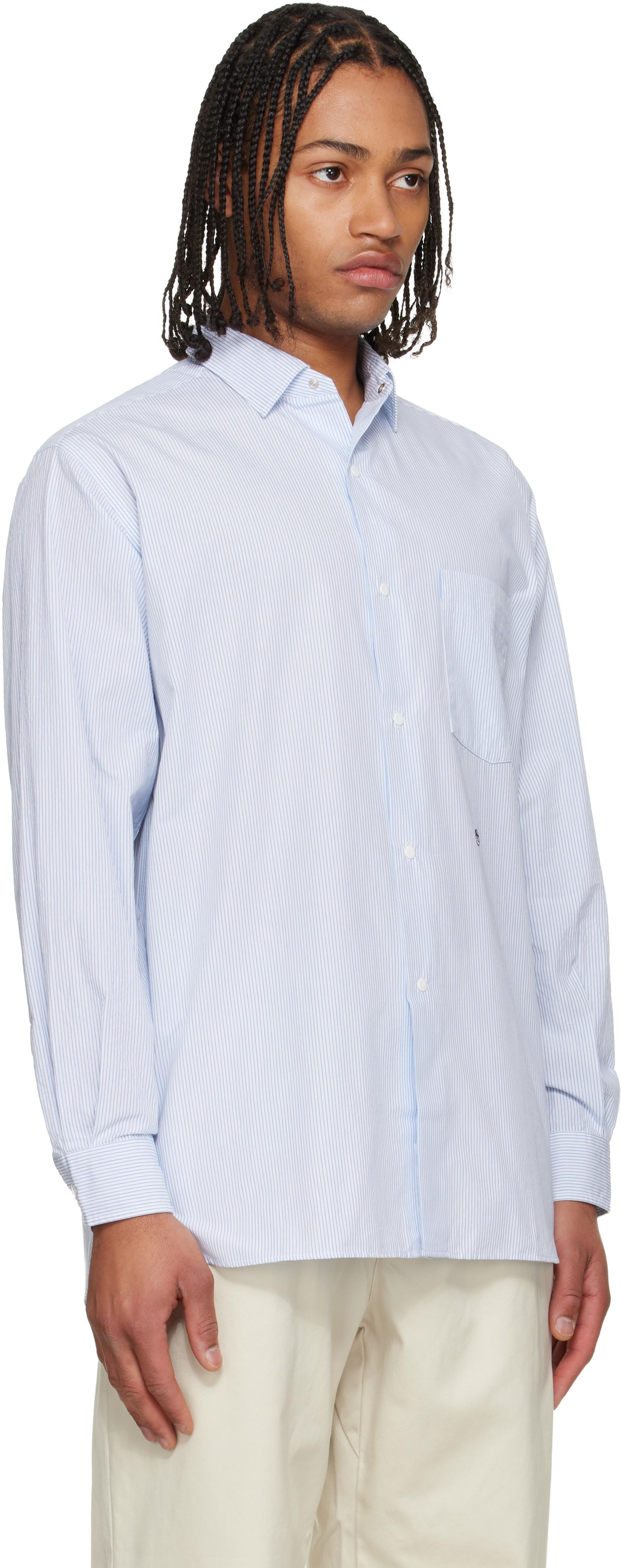 Nanamica Regular Collar Stripe Wind Shirt in White for Men | Lyst