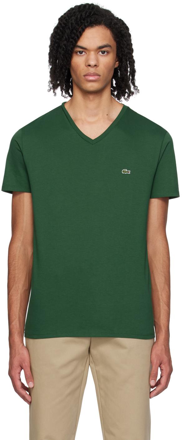 Lacoste V Neck T Shirt in Green for Men Lyst