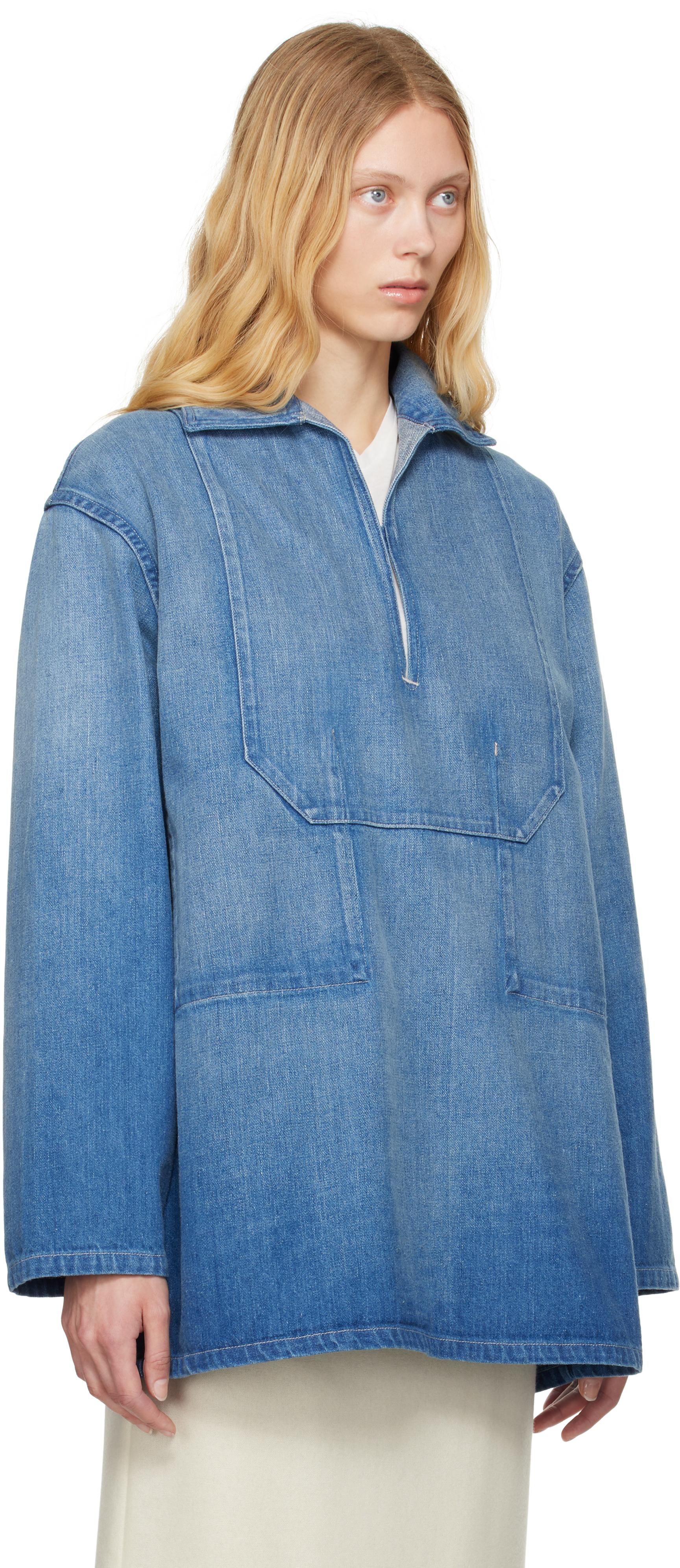 AURALEE Selvedge Faded Light Denim Shirt in Blue | Lyst
