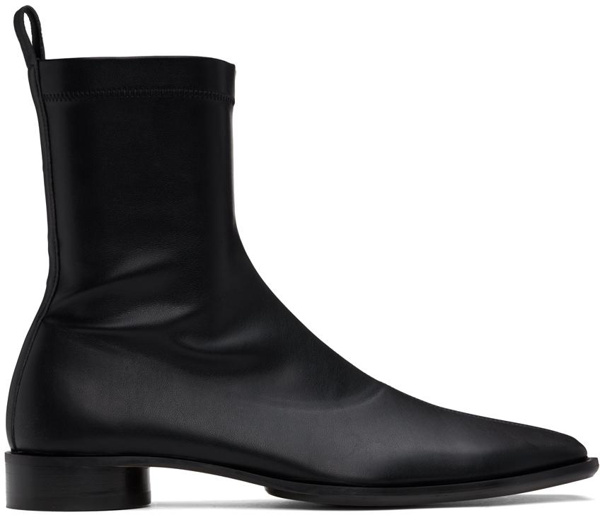 MM6 by Maison Martin Margiela メンズ ブラック レザー サイドジップ 