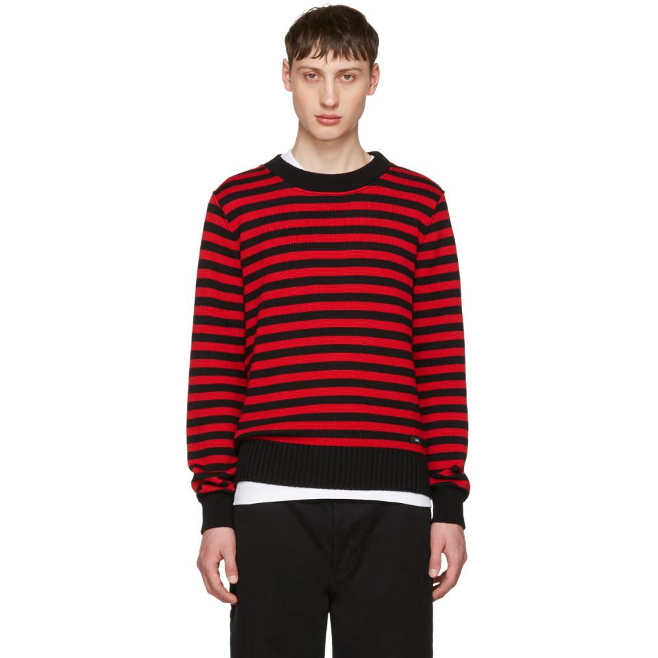 red and black pullover