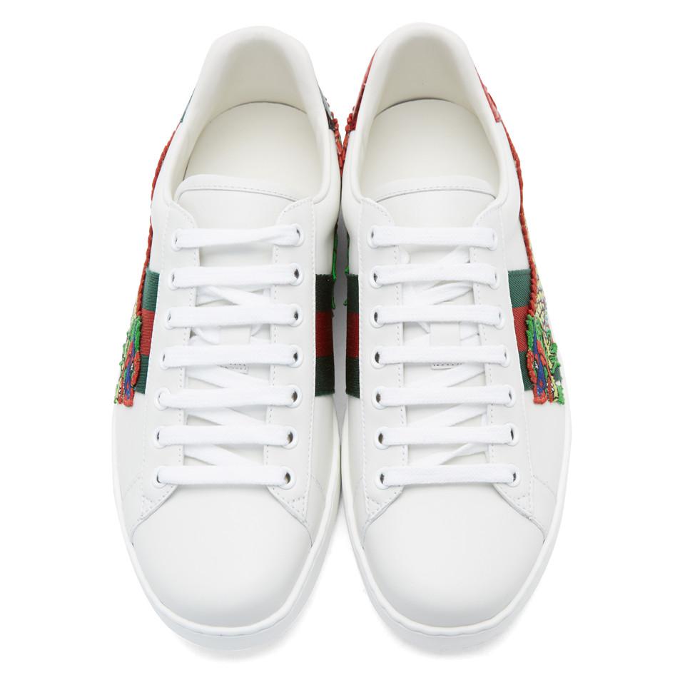 Gucci White Dragon Ace Sneakers for Men | Lyst