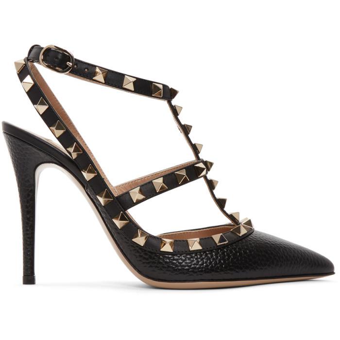 Valentino Black Garavani Rockstud Cage Heels in Black | Lyst