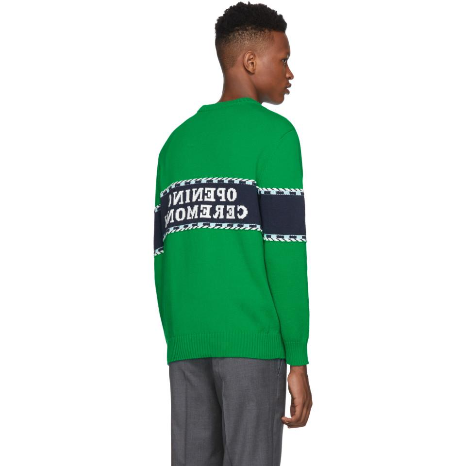 Opening Ceremony Cotton Green Knit Logo Sweater for Men - Lyst