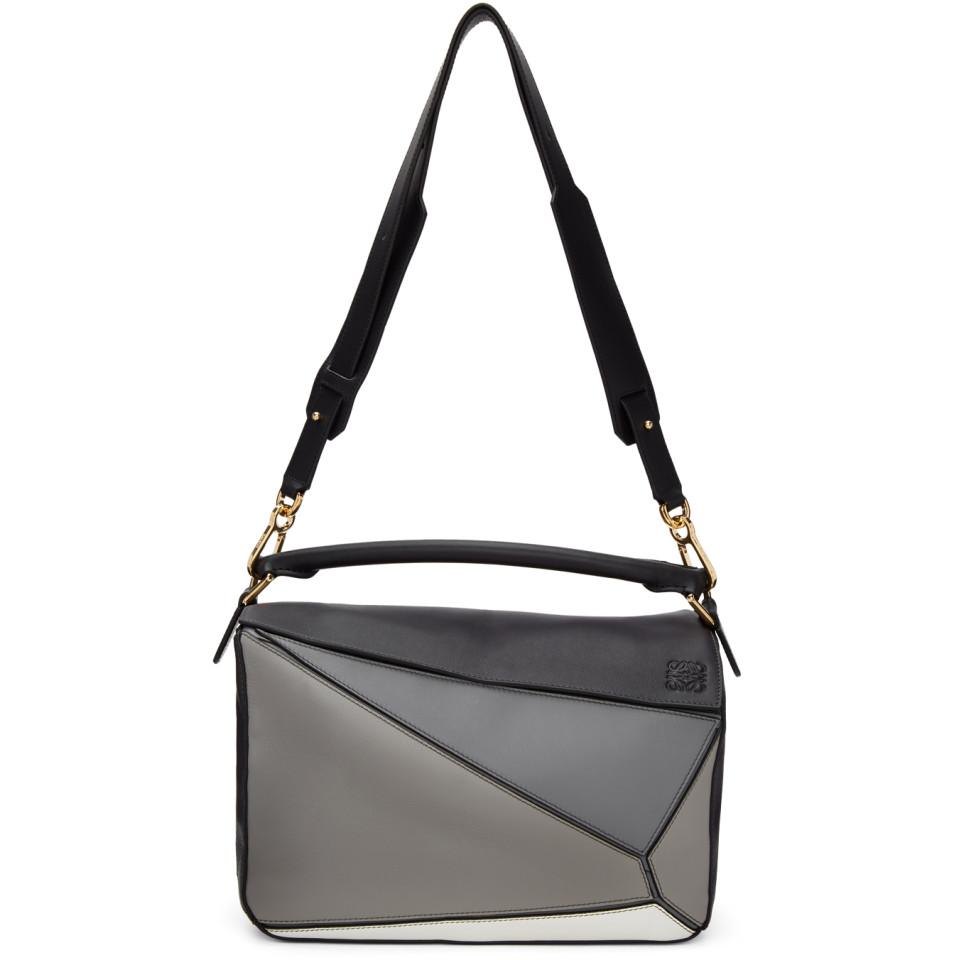 Loewe Leather Grey Puzzle Bag in Gray - Lyst