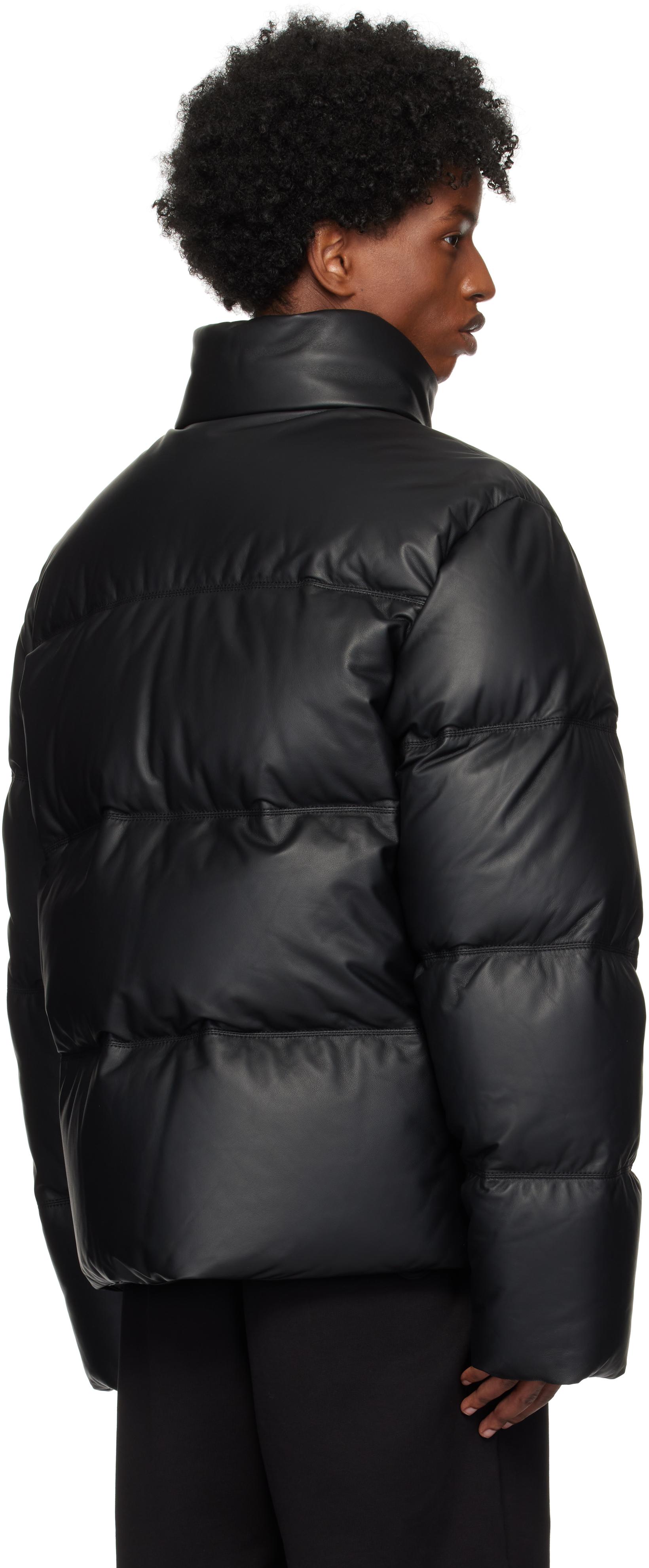 Moncler メンズ ブラック Ligont レザー ダウンジャケット ジャケット