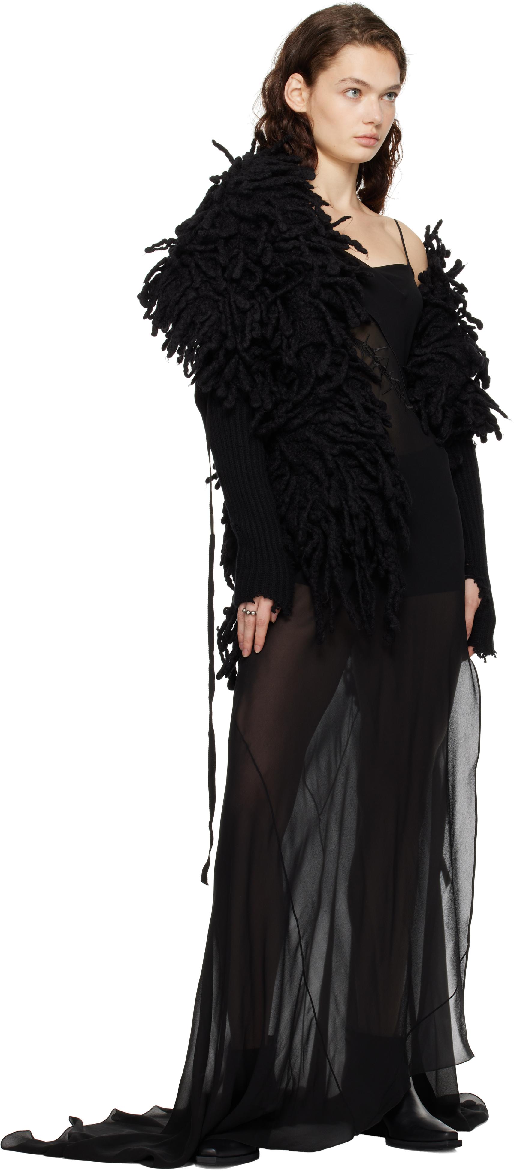 Ann Demeulemeester Sanra Fringed Stole Scarf in Black | Lyst UK