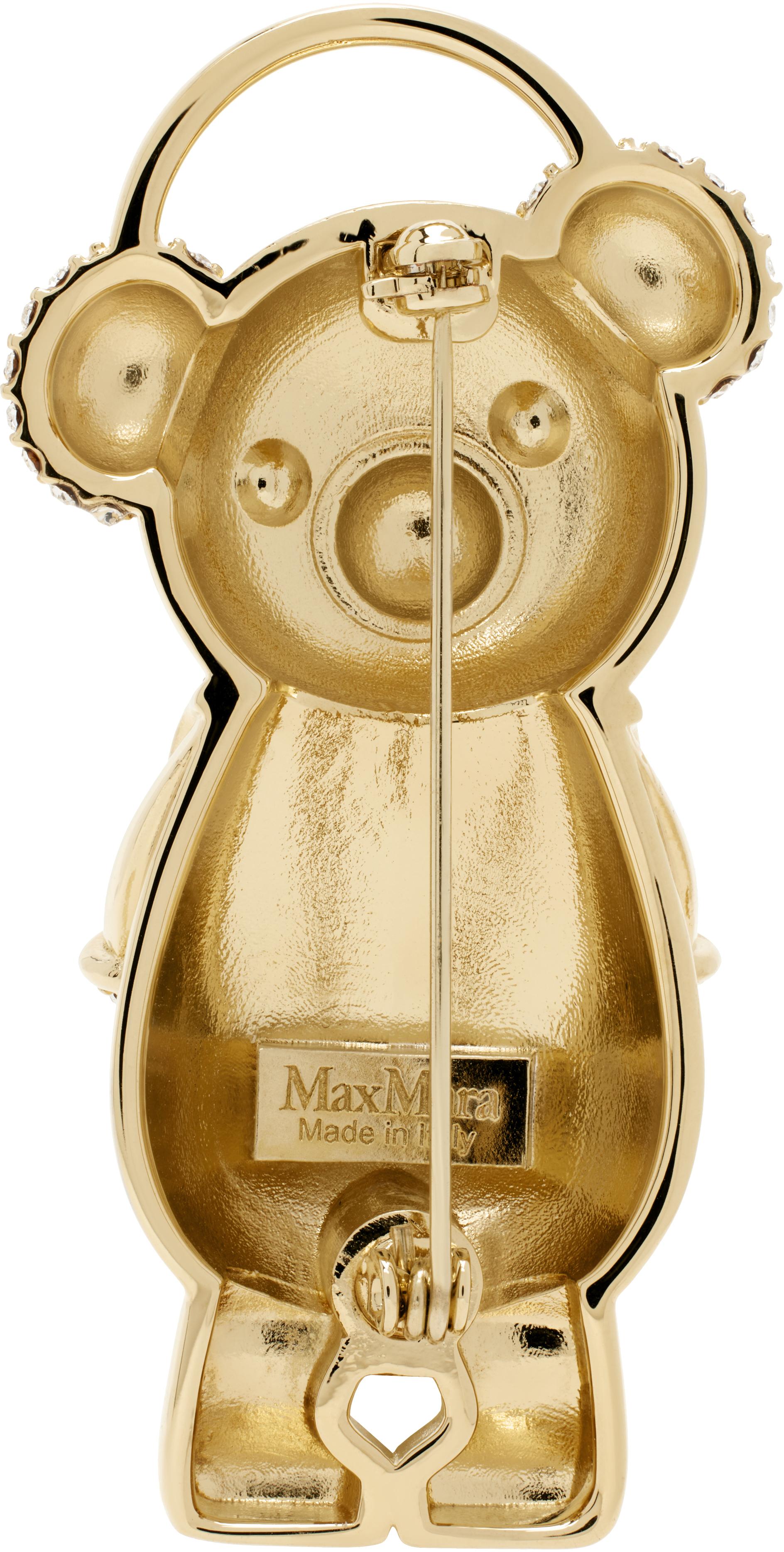 MaxMara ベア テディ ラインストーン ブローチ ゴールド クリスタル