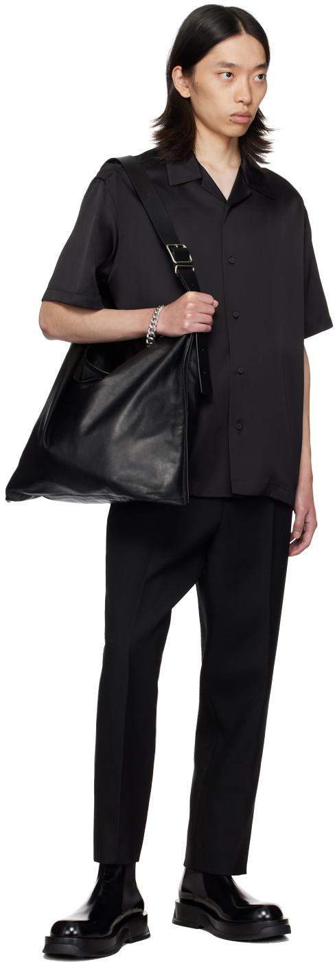 Jil Sander メンズ ブラック オープンカラー シャツ シャツ