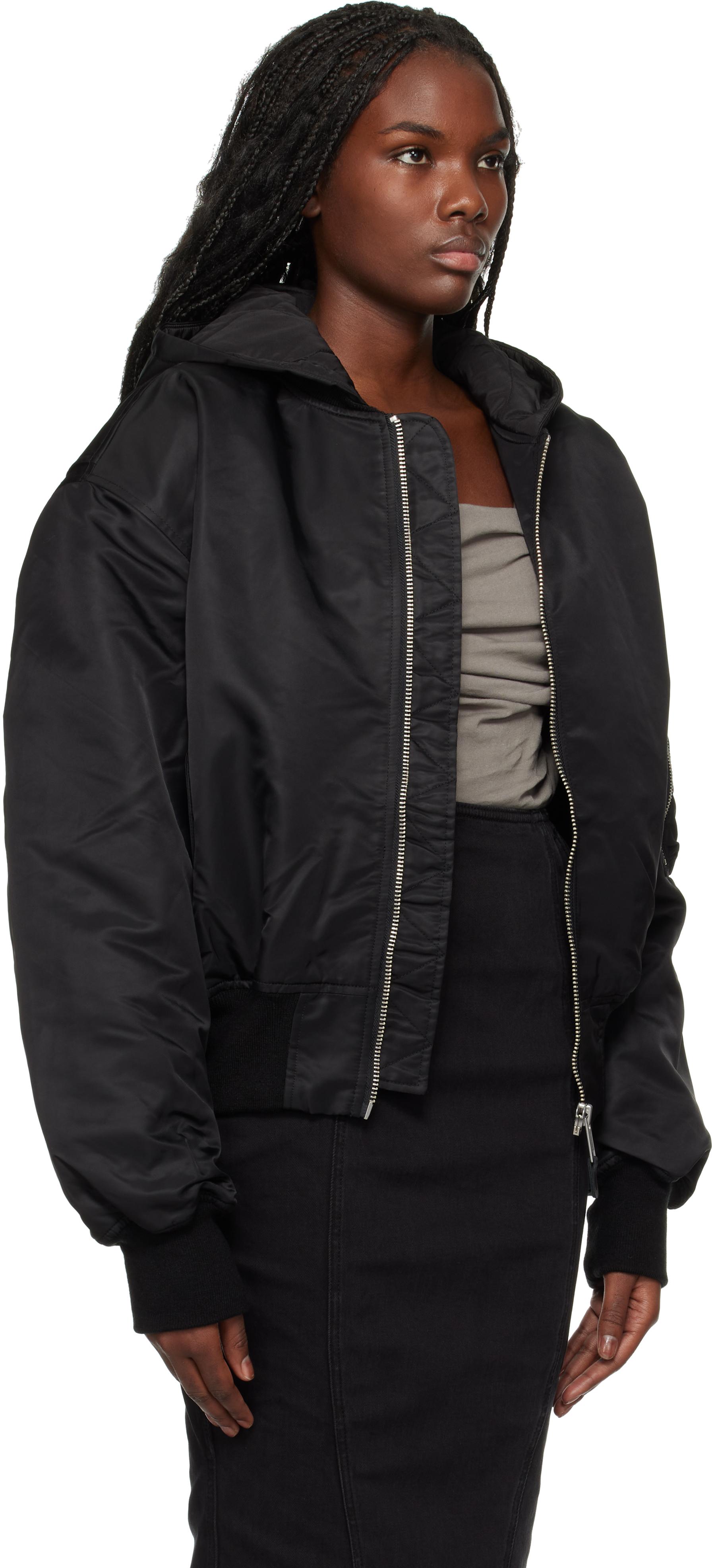 Entire studios Hooded Broad Bomber Jacket in Black | Lyst UK
