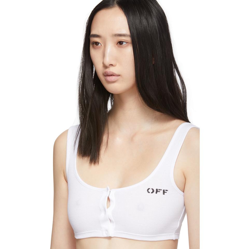 Off-White c/o Virgil Abloh Cotton White Buttoned Up Bra - Lyst