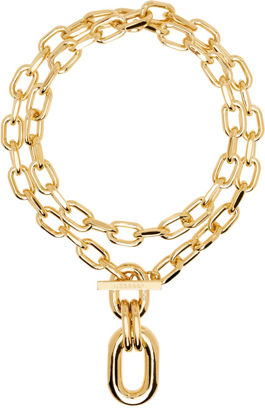 Rabanne Double Xl Link Pendant Necklace in Metallic | Lyst