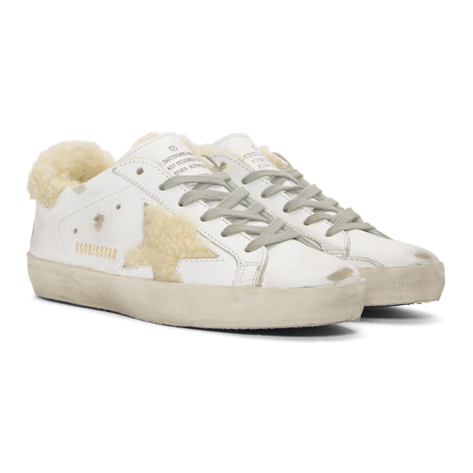 Golden Goose Superstar Shearling Lined Sneakers in White | Lyst