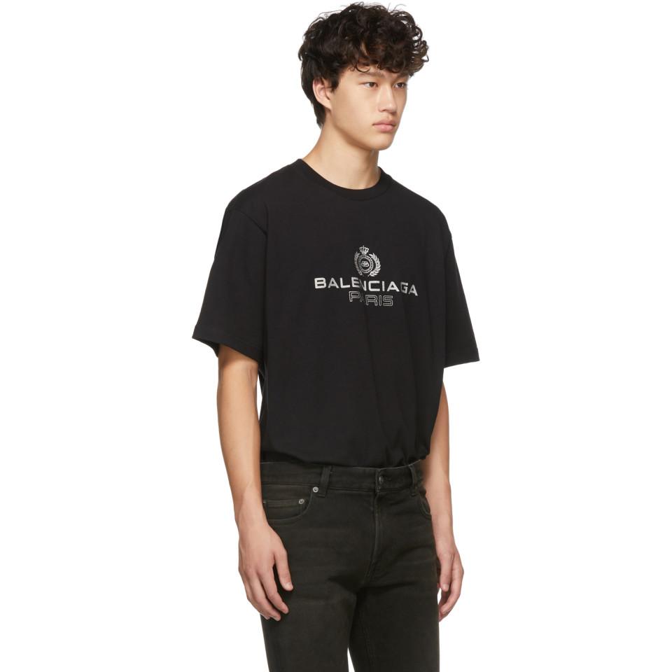 Balenciaga Vintage Paris Laurel Graphic Tee in Black for Men | Lyst