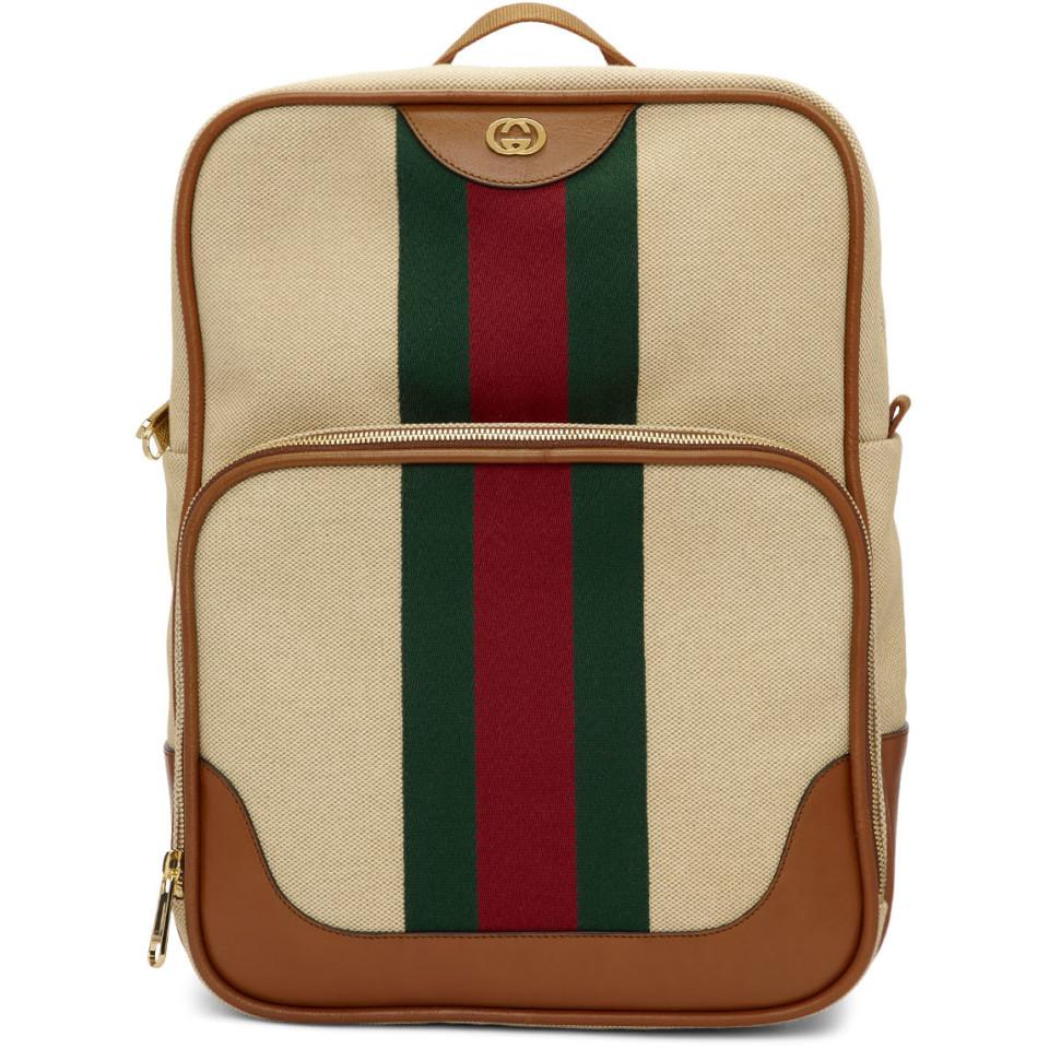 Gucci Beige Canvas Vintage Backpack in Natural for Men - Lyst