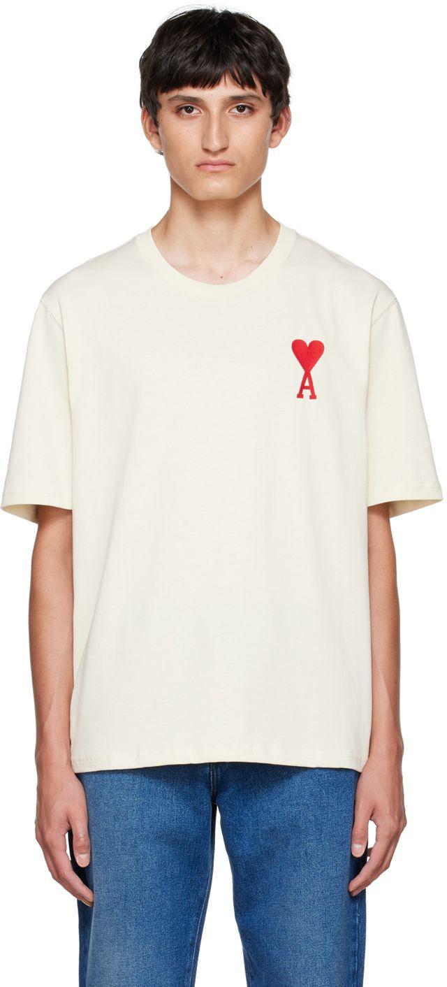 Ami Paris Off-white Ami De Cœur T-shirt for Men | Lyst