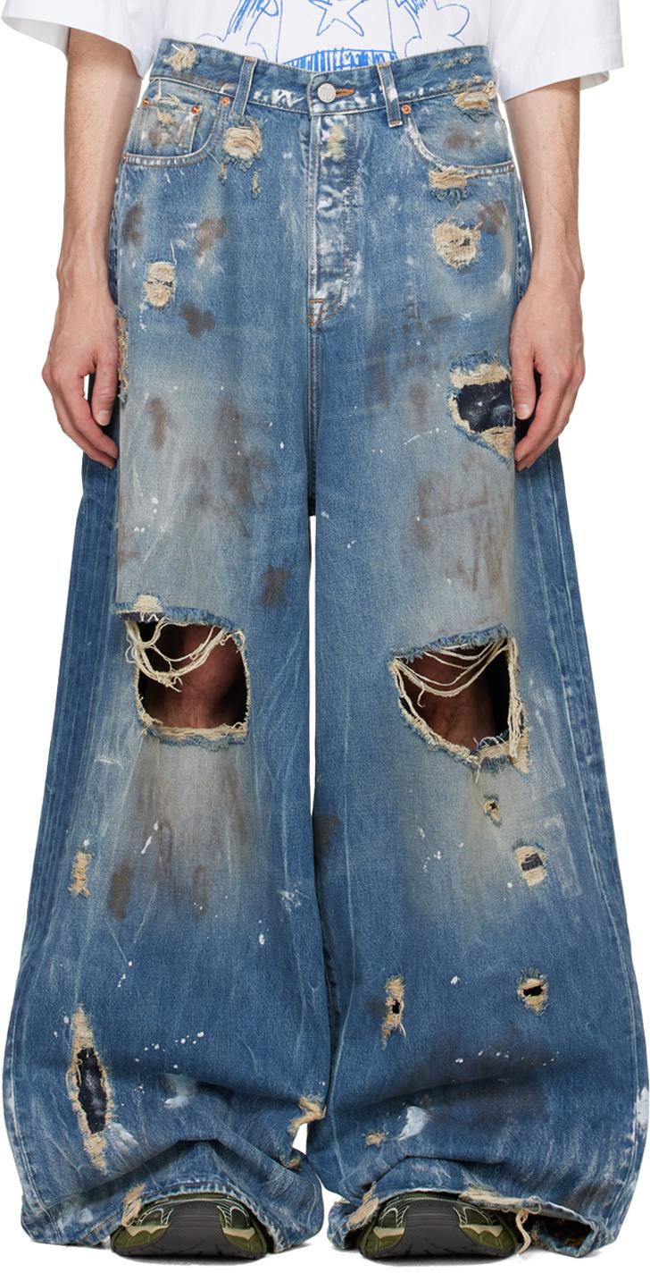 Vetements Trashed Big Shape Jeans in Blue for Men | Lyst