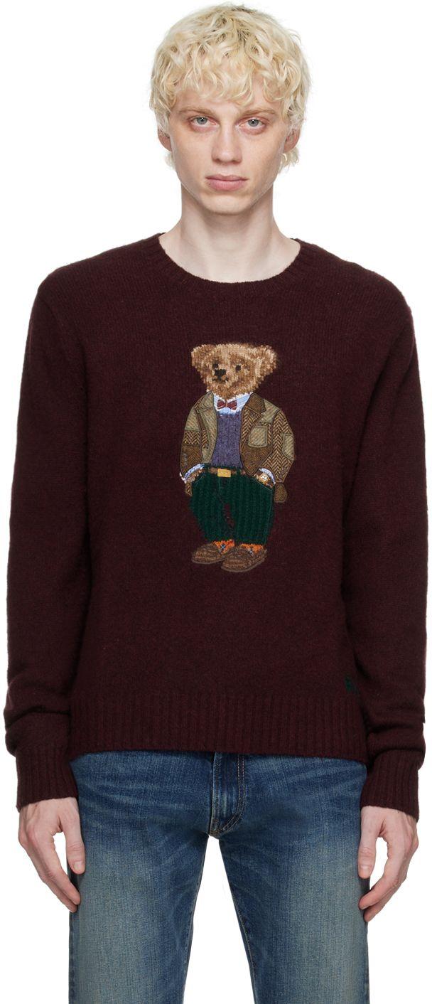Burgundy polo top bear hoodie