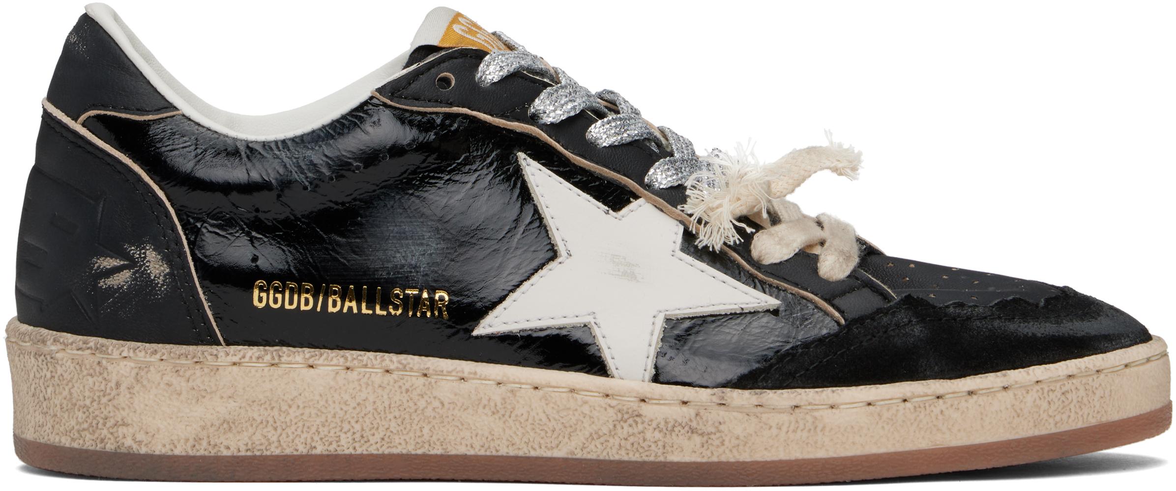 Golden Goose Ball Star Destroyed Toe Sneakers in Black | Lyst Canada