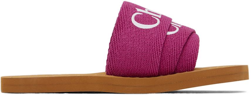 Chloé レディース ブラック キッズ｜ピンク ロゴプリント サンダル 