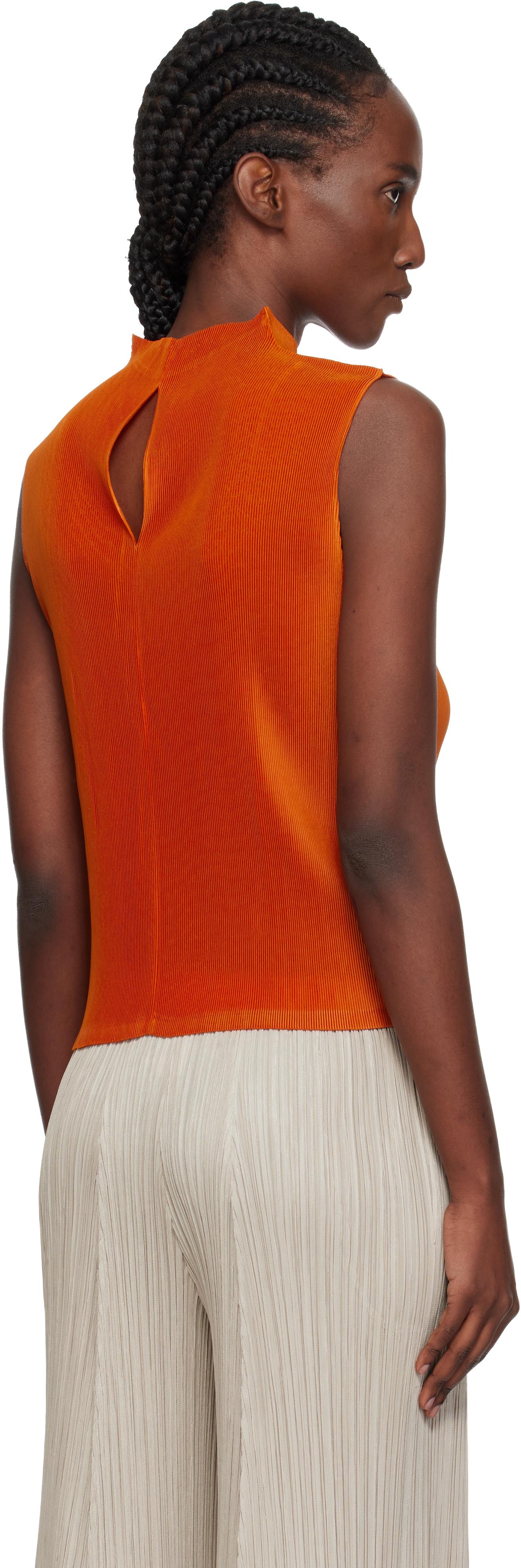 Pleats Please Issey Miyake Mist July Tank Top in Orange | Lyst