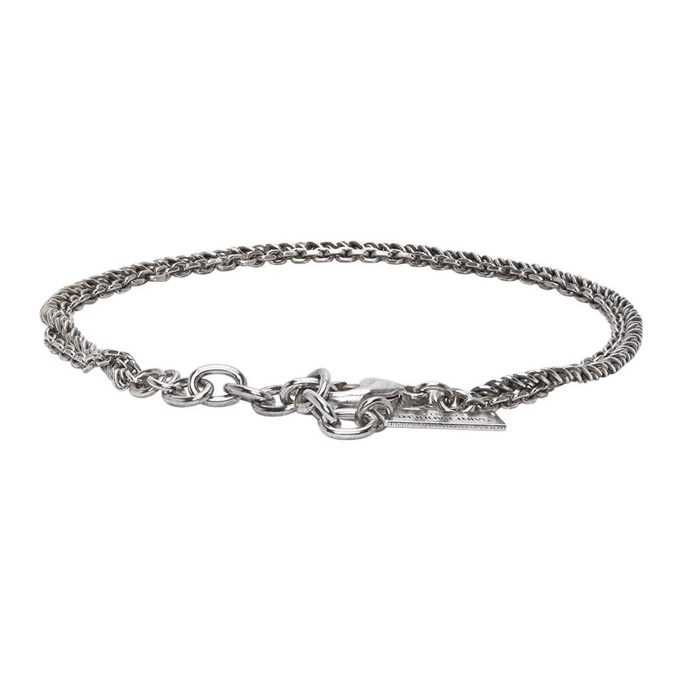 Saint Laurent Silver Double Chain Bracelet in Metallic for Men - Lyst
