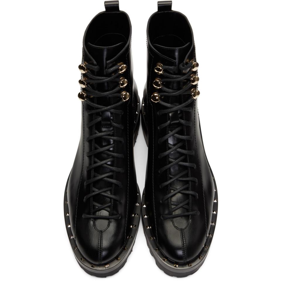 valentino garavani soul rockstud leather combat boots