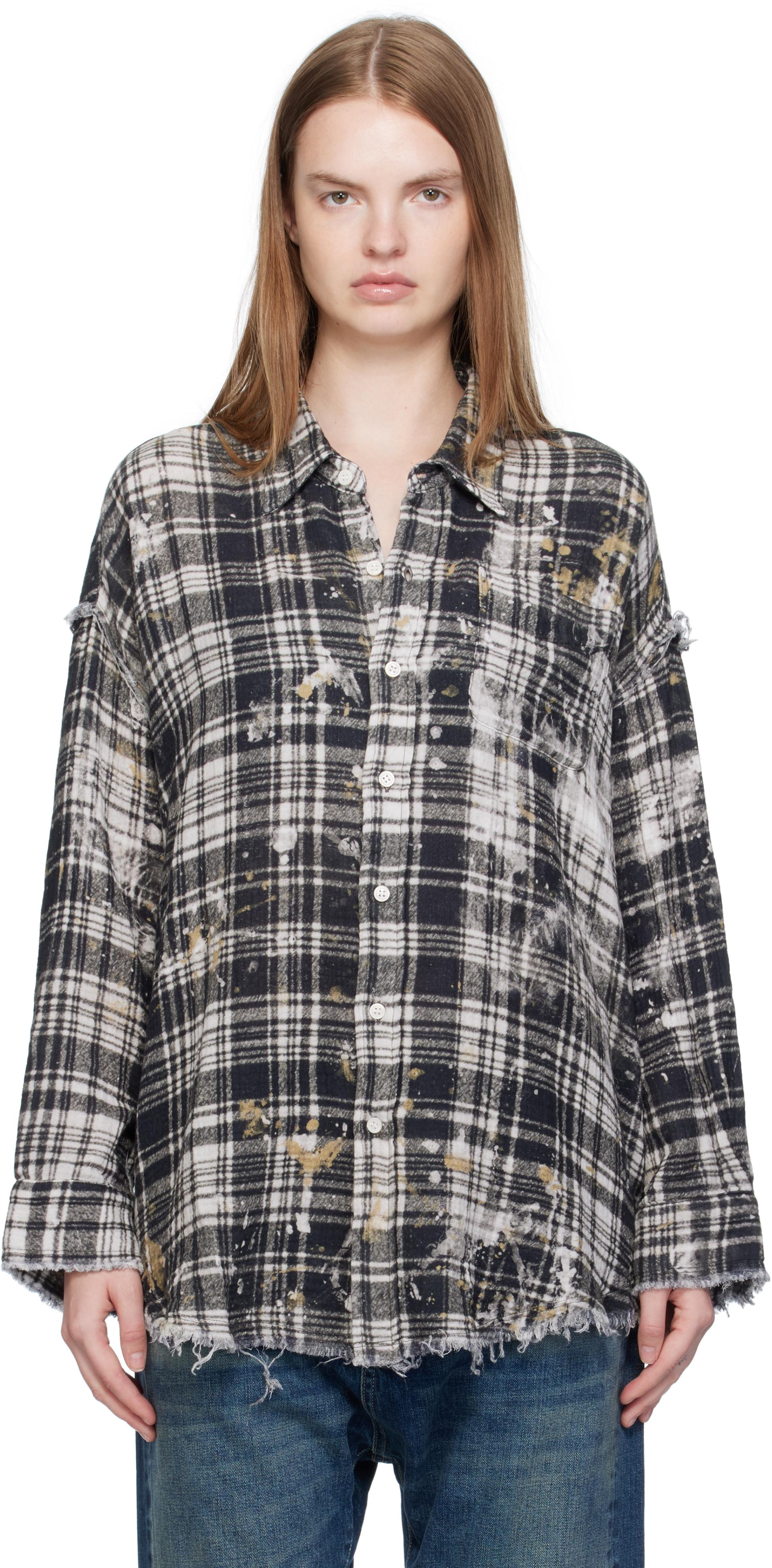 R13 Off- Shredded Seam Drop Neck Shirt in Black | Lyst