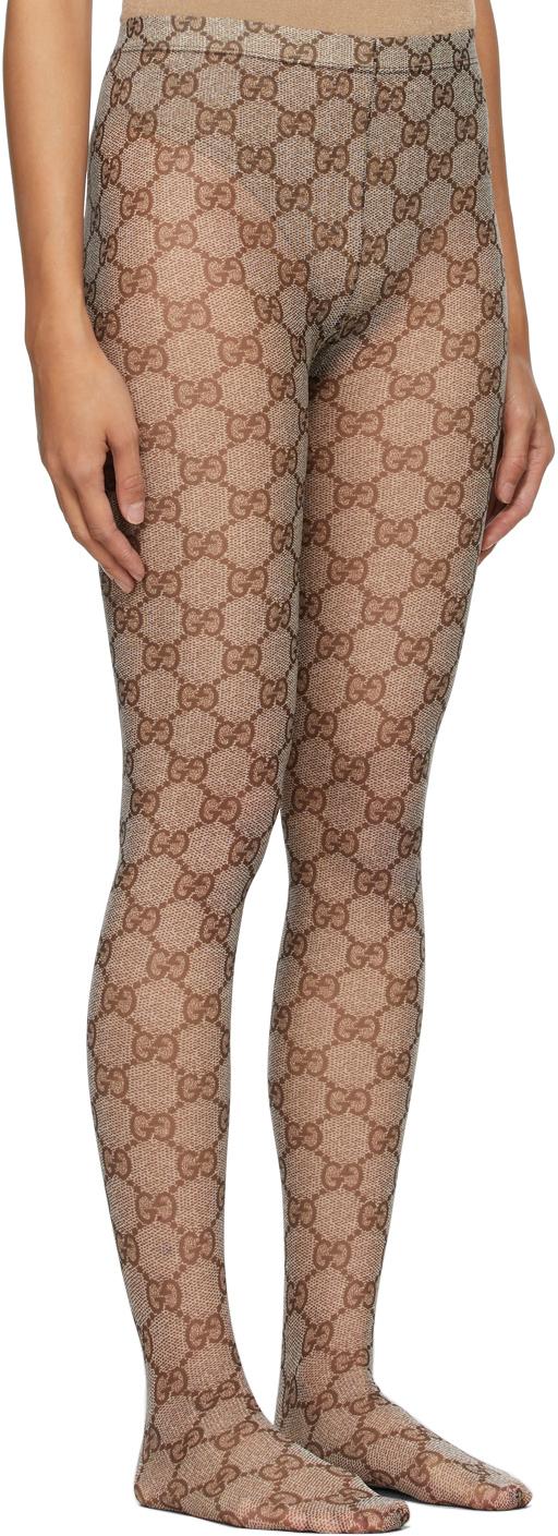 Gucci Beige & Brown GG Tights