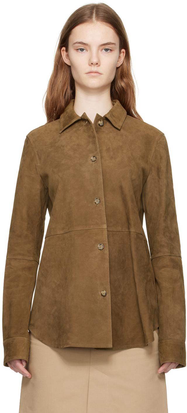 TOTEME Toteme Taupe Soft Suede Jacket in Brown | Lyst