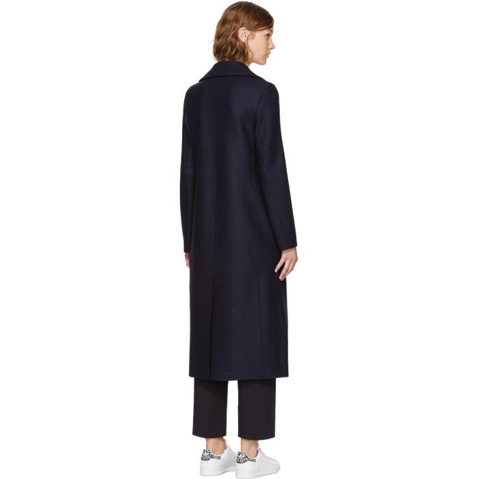 long navy duster coat