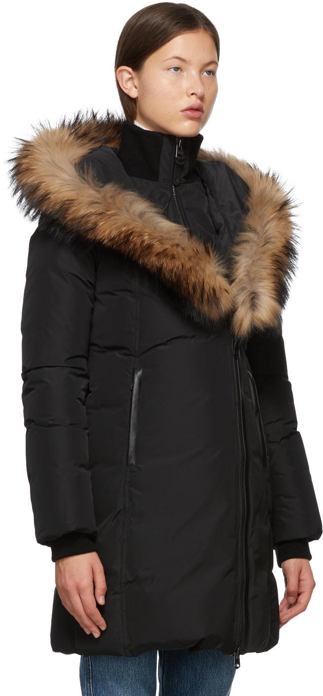 Kay Down Coat With Signature Natural Fur Collar In Black Women