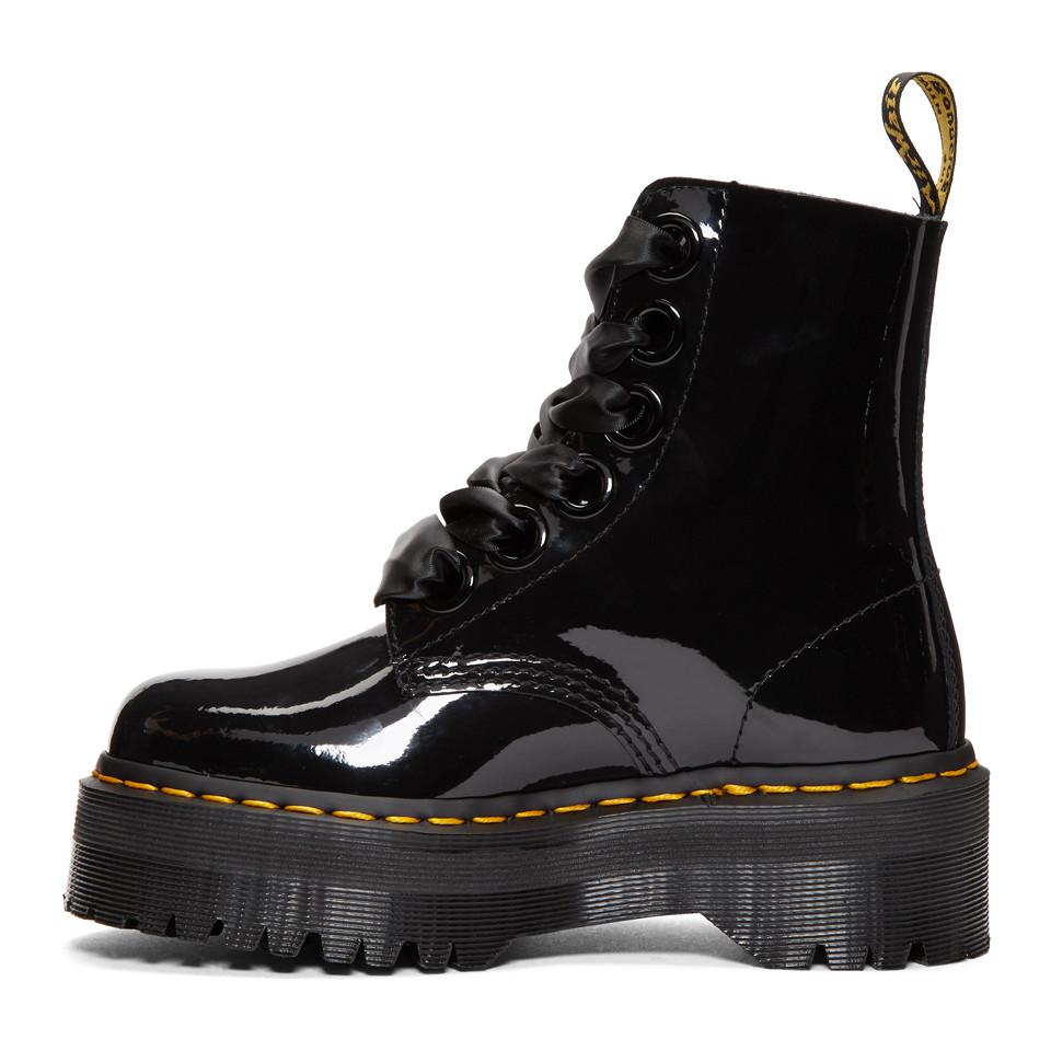 tread width busy Dr. Martens Leather Black Patent Molly Lolita Boots | Lyst