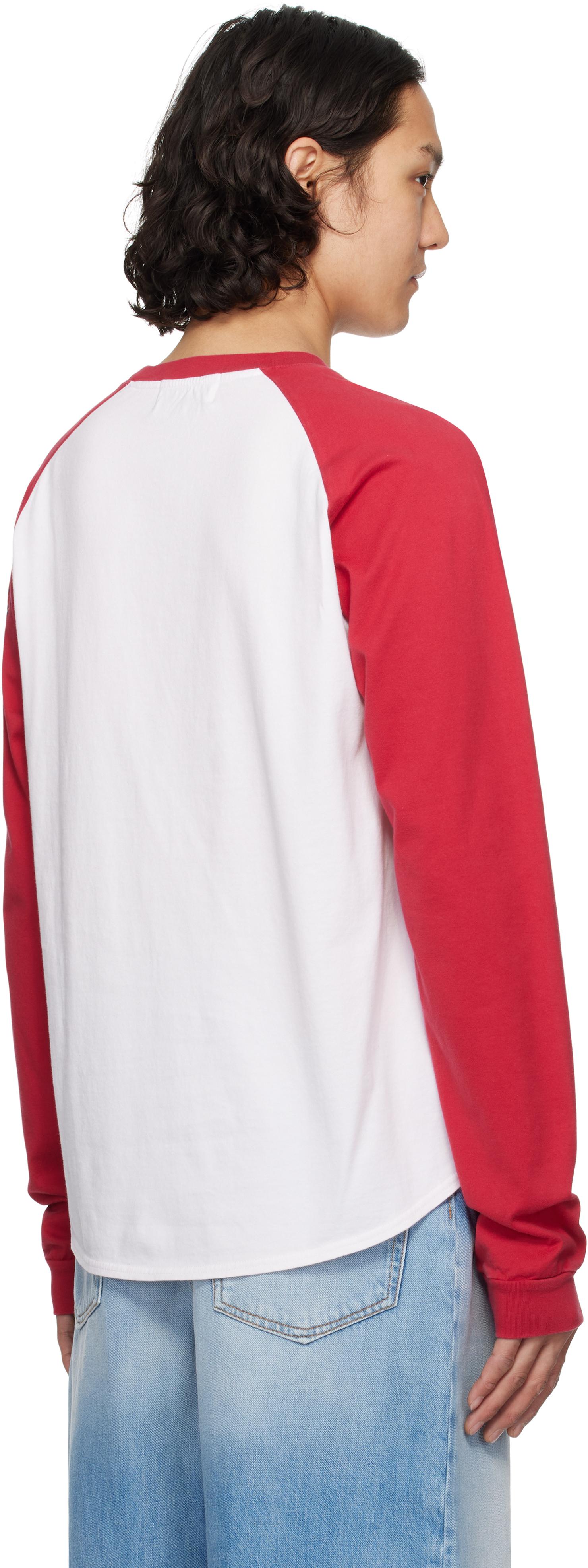 【関税込み】Ambush ホワイト＆レッド ラグラン 長袖Tシャツ メンズ Ambush Tシャツ (長袖) | オンラインセールは最大44%オフ