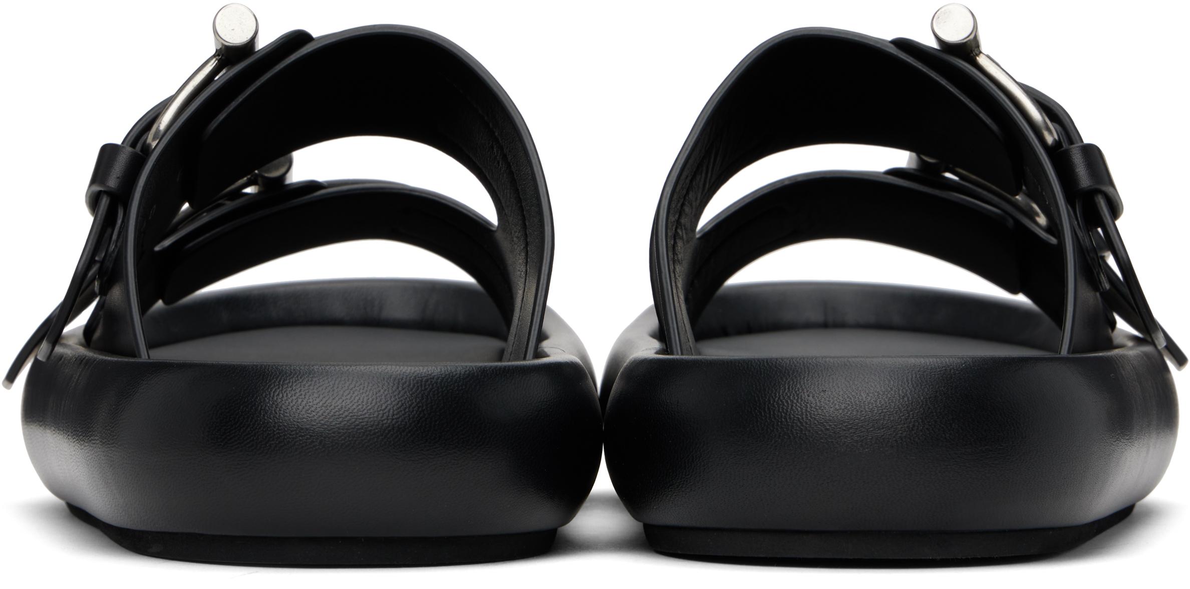 【関税込み】McQueen ブラック T-Bar Buckle サンダル Thumbnail-814293WHACC1064_F.