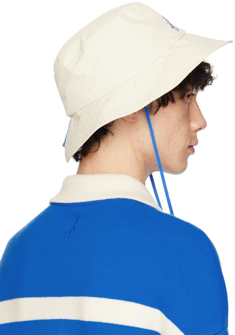 JW Anderson White & Blue Asymmetric Colorblock Bucket Hat for Men